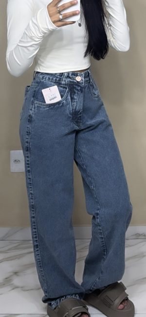 Calça wide leg escura